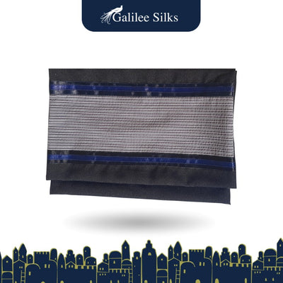 Majestic Royal-Looking Black Tallit Prayer Shawl, Bar Mitzvah Tallit Set, Modern Tallit bag