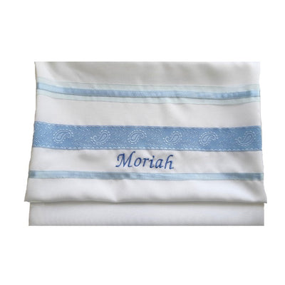 Blue Paisley Tallit for women, Bat Mitzvah Tallit, Sheer Tallit for Girl personalized bag