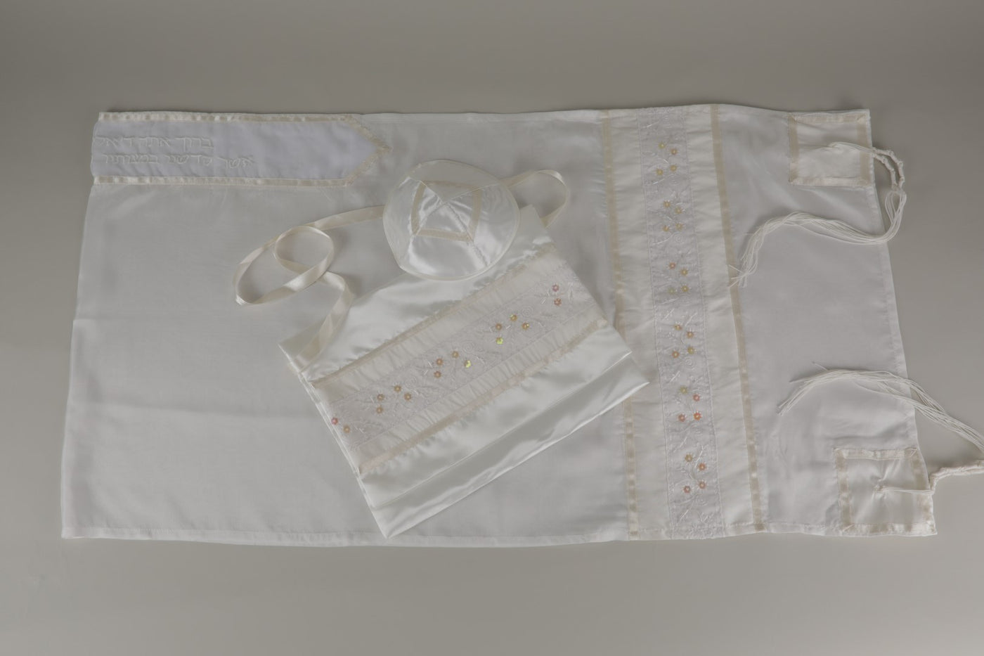 PURE AND DAINTY WHITE SILK PRAYER SHAWL