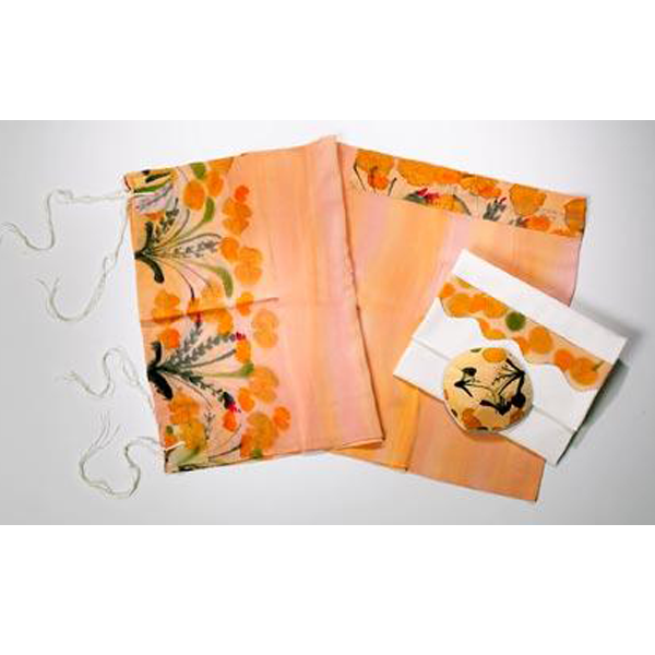 Peach Silk Tallit for Woman, Bat Mitzvah Tallit set, girls tallit, womens tallit by Galilee Silks