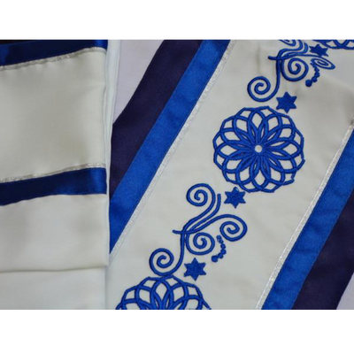 Blue Embroidered Wool Tallit