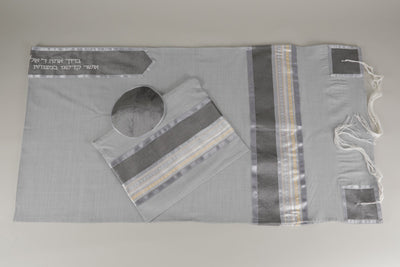 IMPRESSIVE GRAY VISCOSE TALLIT WITH GOLD COLOR