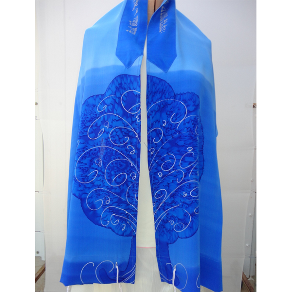 Tree of Life Blue Tallit for women, silk tallit, girls tallit, bat mitzvah tallit