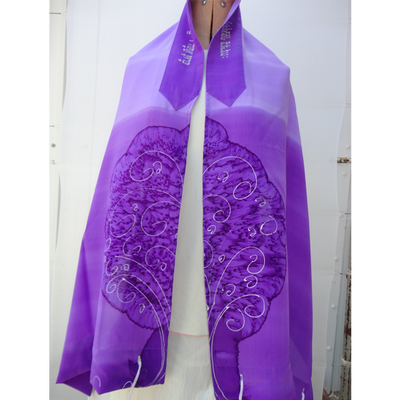 Tree of Life Tallit for Women, Bat Mitzvah Tallit, girls tallit, womens tallit, Silk tallit, purple tallit photo by Galilee Silks