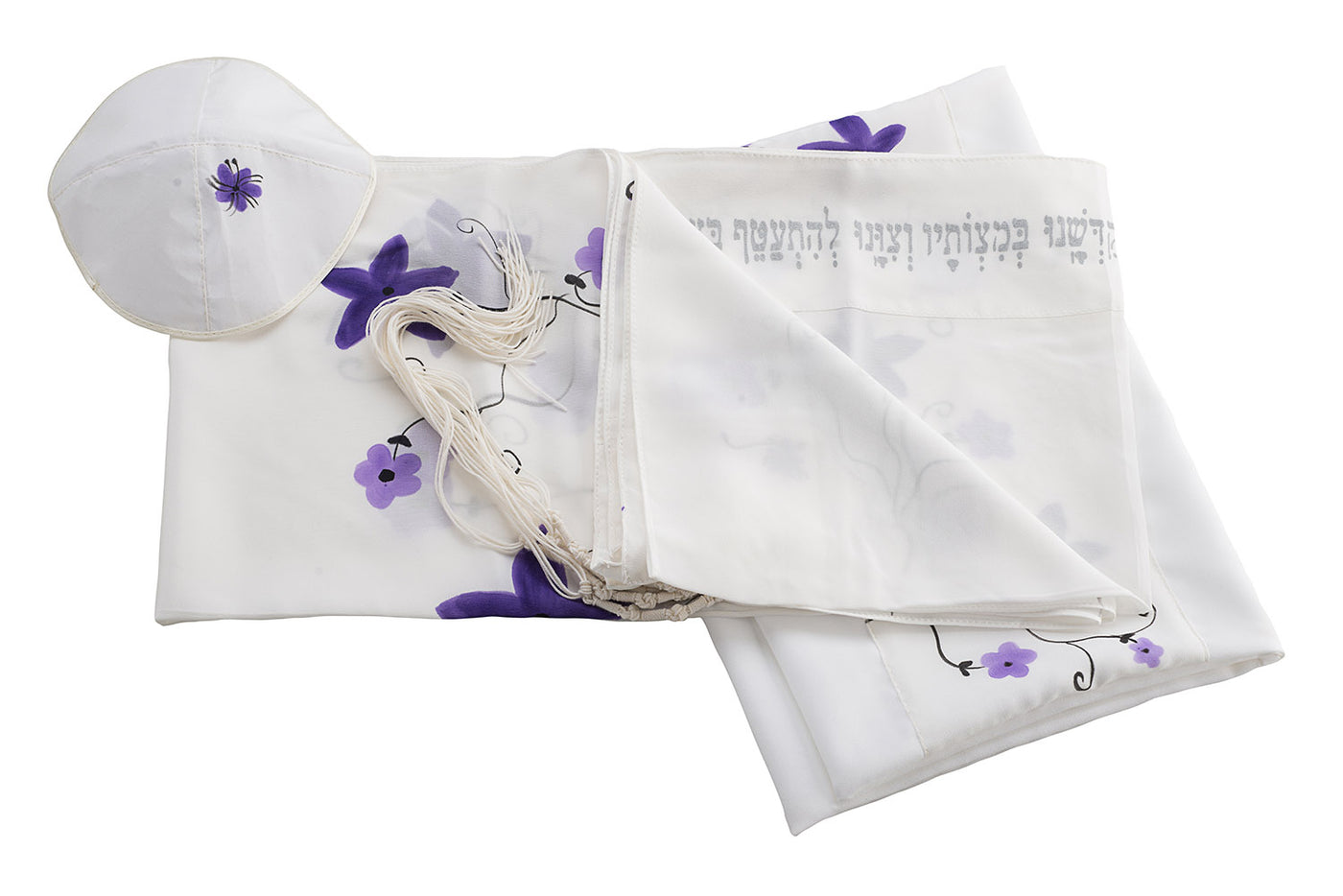 Silk Tallit for girl, flower tallit, purple tallit, Bat Mitzvah Tallit, girls tallit, womens tallit, tallit for bat mitzha,Hand made Tallit set by Galilee Silks