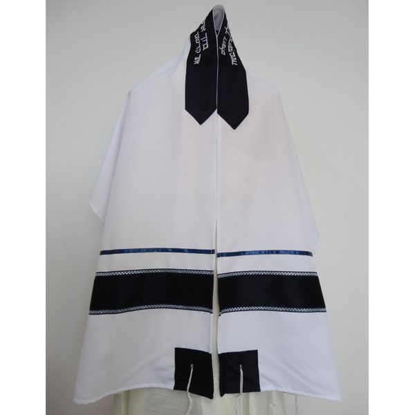 Blue and Silver Bar Mitzvah Tallit, vegan tallit, bar mitzvah tallit set, modern tallit, custom tallit by Galilee Silks, tallit for men