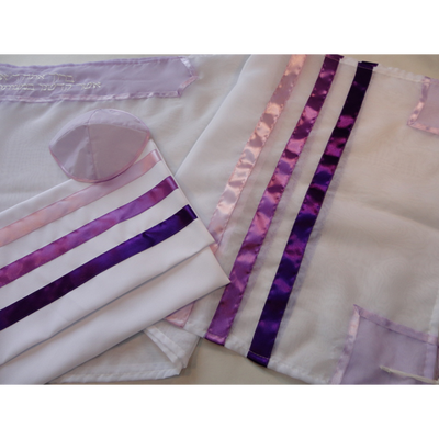 Tallit for women with Purple, Pink and Blue Stripes