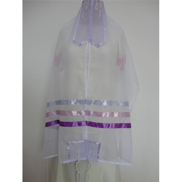 Glow - Tallit with Lilac and Pink Stripes, bat mitzvah tallit, girls tallit