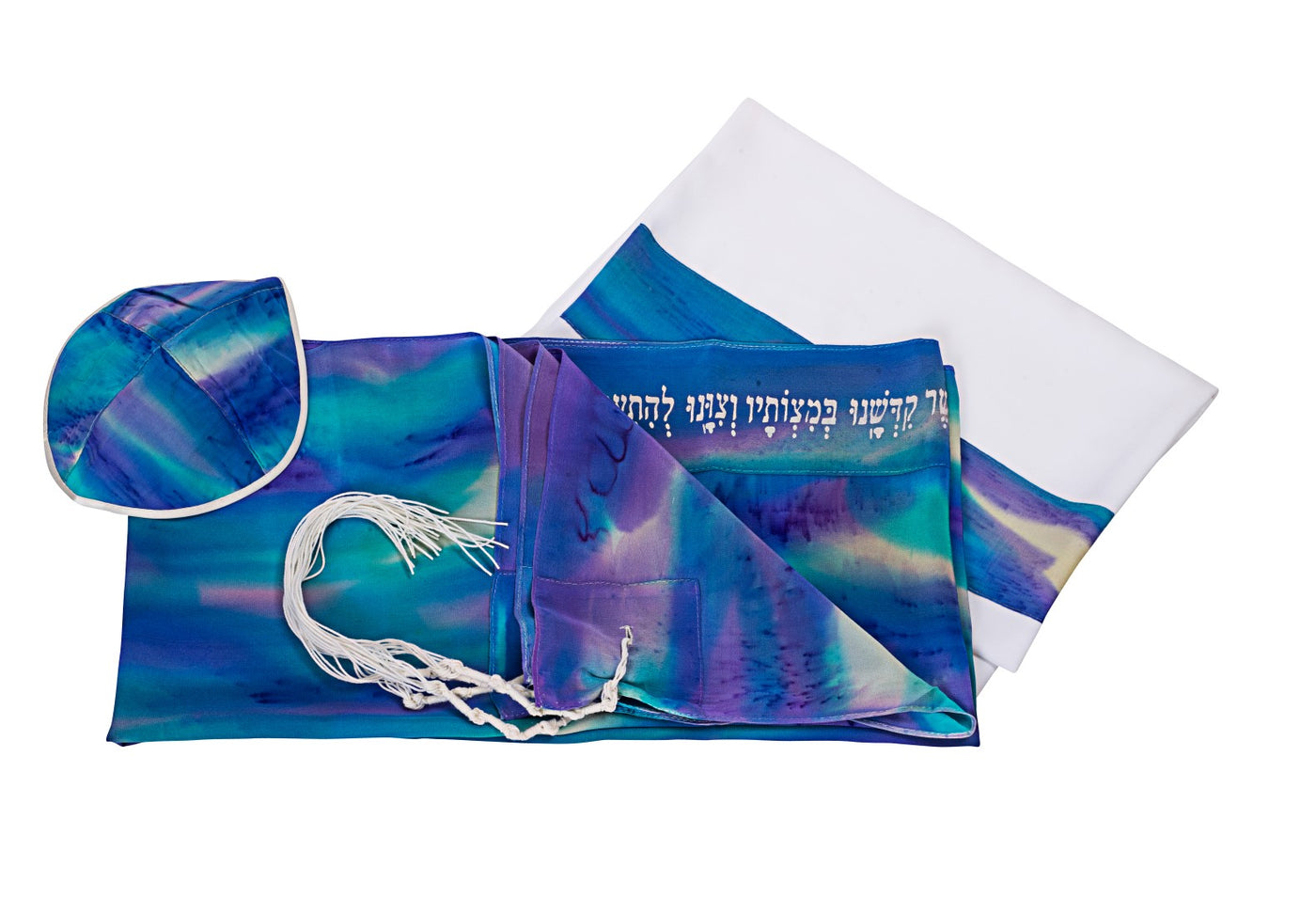 Hand Painted  Silk Tallit, Bat Mitzvah Tallit set, Girls Tallit by Galilee Silks