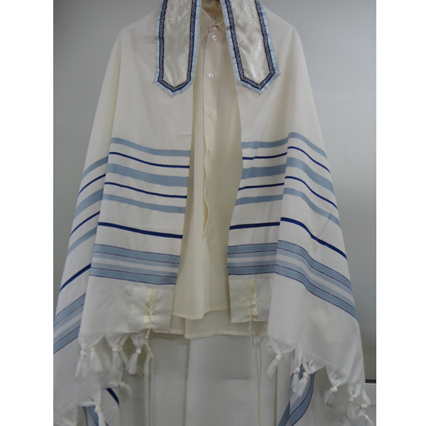 Classic Blue Tallit, Bar Mitzvah Tallit set, Wool Tallit