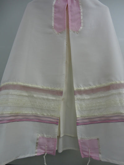 pink silk tallit, bat mitzvah tallit for girl, women tallit