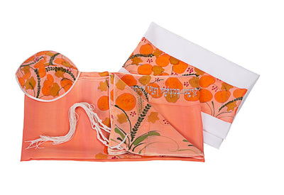 Peach Silk Tallit for Woman, Bat Mitzvah Tallit set 2, girls tallit, womens tallit by Galilee Silks