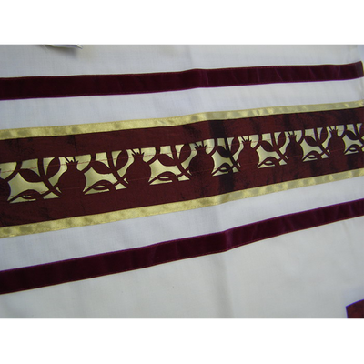 Unique Dark Red Pomegranate Tallit for men part