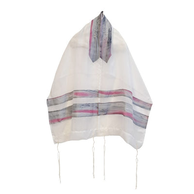 Pink and Gray Blend Silk Stripes Bat Mitzvah Tallit, Women's Tallit Prayer Shawl Tzitzit