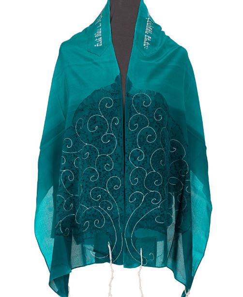 Tree of life Green womens tallit by Galilee Silks Israel