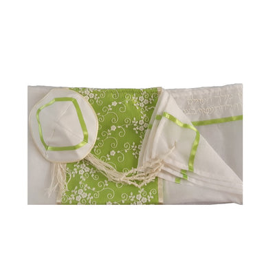 Meadow White Flowers Tallit for women, Bat Mitzvah Tallit, Girl's Tallit, Women's Tallit flat