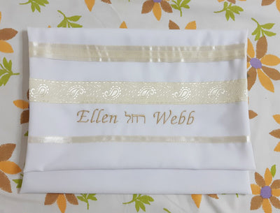 Cream Paisley Tallit for women, girls tallit, bat mitzvah tallit bag Ellen, womens tallit