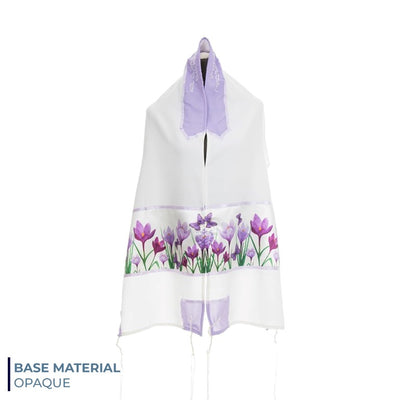 Lilac Crocuses Field Tallit for Women, Girl Tallit, Tzitzit, Bat Mitzvah Tallit Prayer Shawl, galilee silks