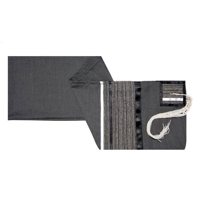 Prestigious Gray Tallit with Striped Design, Bar Mitzvah Tallit Set, Jewish Prayer Shawl long