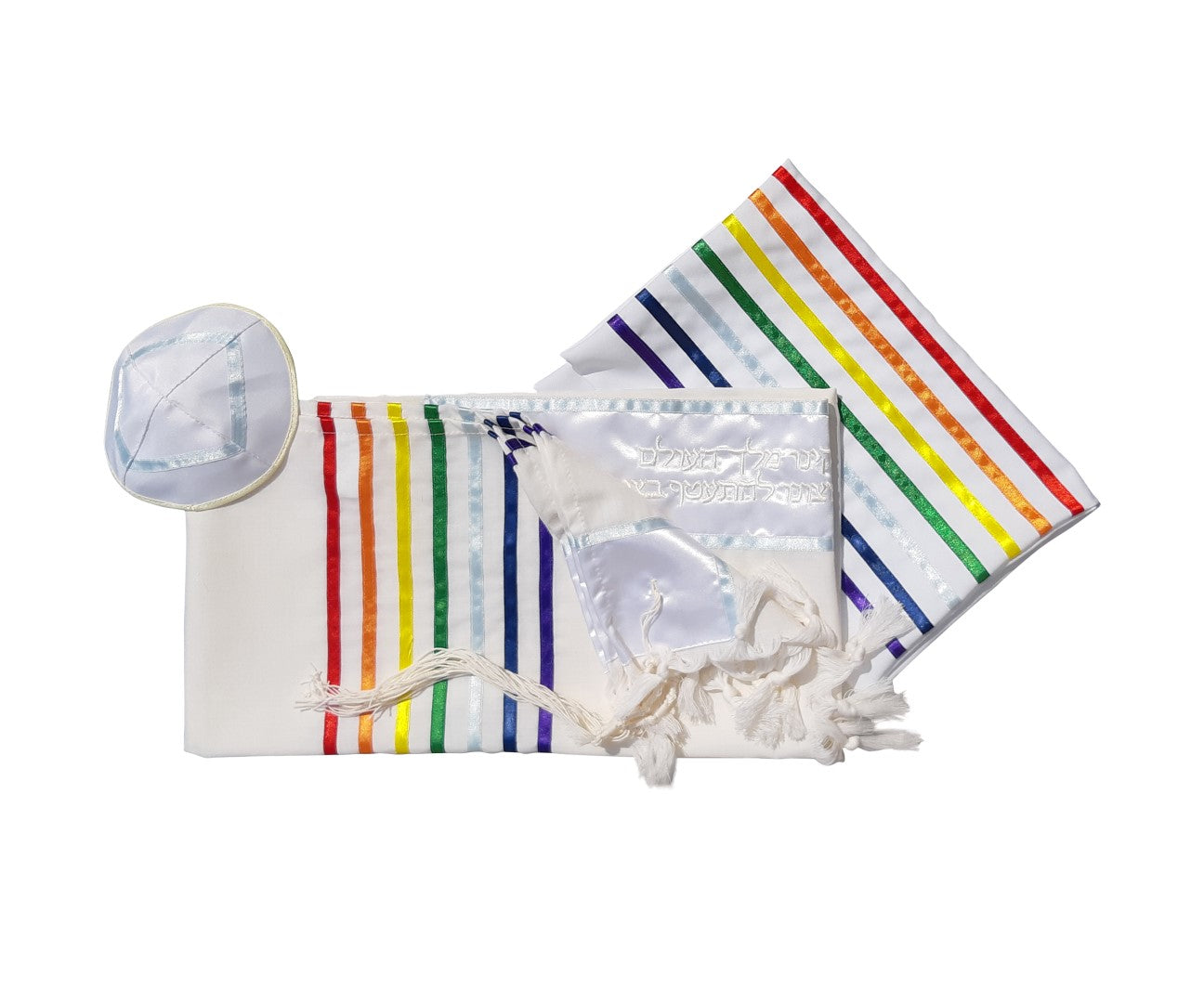 Handmade Wool Rainbow Tallit, Joseph's Coat of Many Colors Tallis, Bar Mitzvah Tallit Set, Talit for Man, Tzitzit set