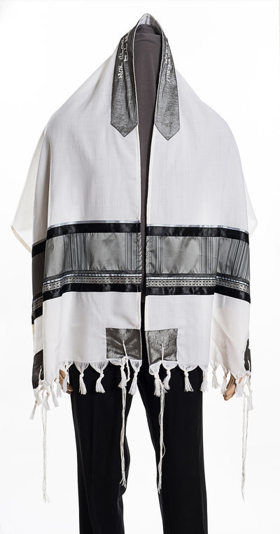 Modern Grey & Black Tallit for Men full