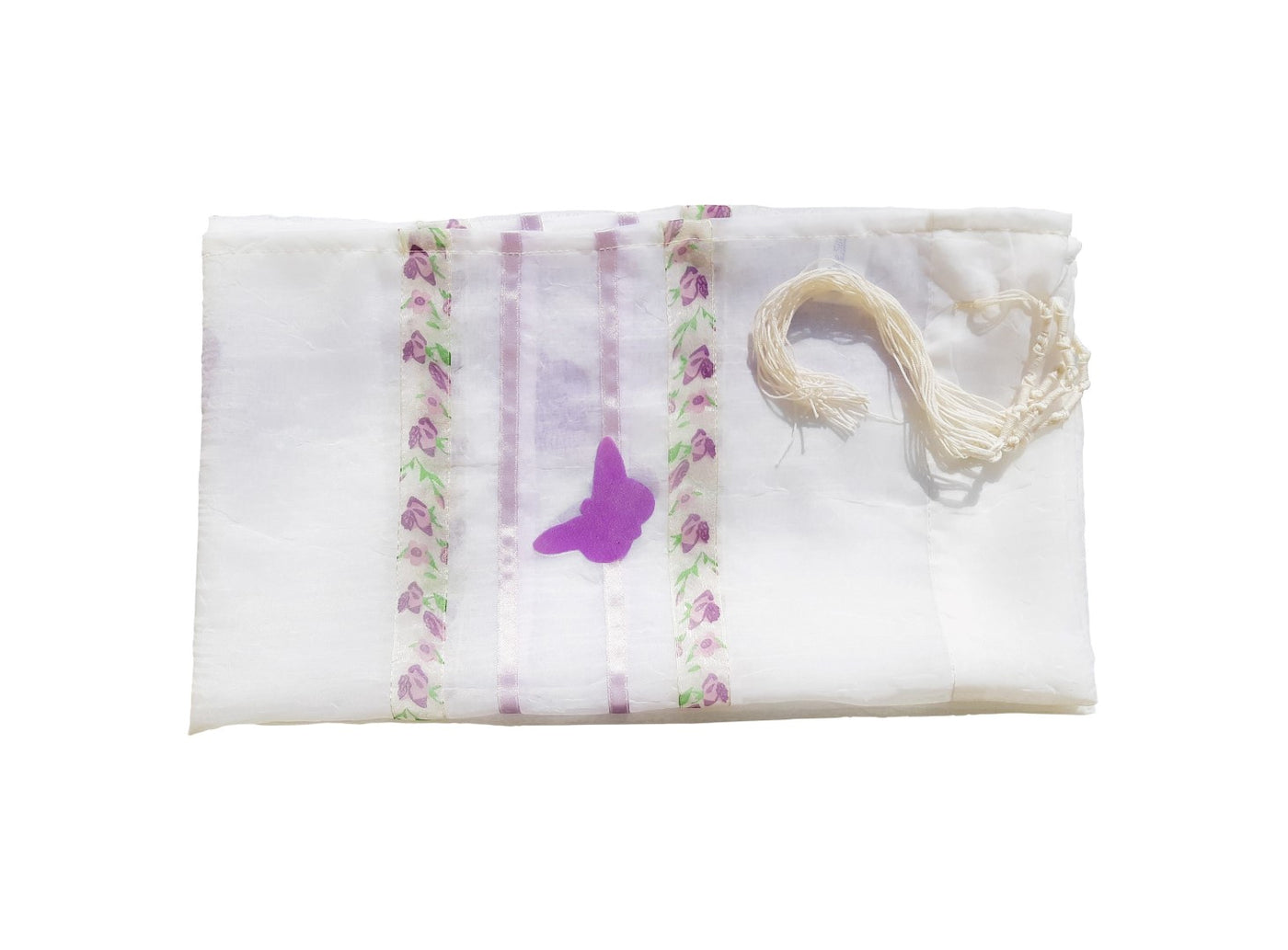 Purple Butterfly Tallit for Girls bat mitzvah tallit flatt 2