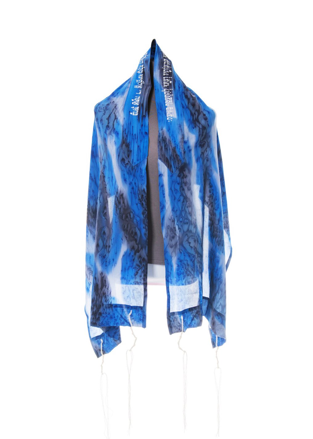 Black and blue blend silk tallit, women tallit, girl tallit from Israel