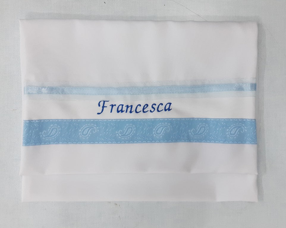 Blue Paisley Tallit for women, Bat Mitzvah Tallit bag with name, Tallit for Girl