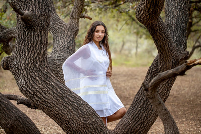 Cream Paisley Tallit for women, Bat Mitzvah Tallit, Girl's Tallit, Women's Tallit, Sheer Tallit tree