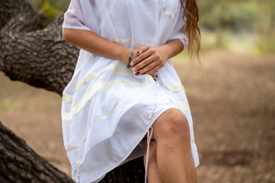 Cream Paisley Tallit for women, Bat Mitzvah Tallit, Girl's Tallit, Women's Tallit, Sheer Tallit sitting