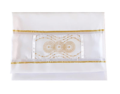 gold circles bat mitzvah tallit for women, girl tallit bag