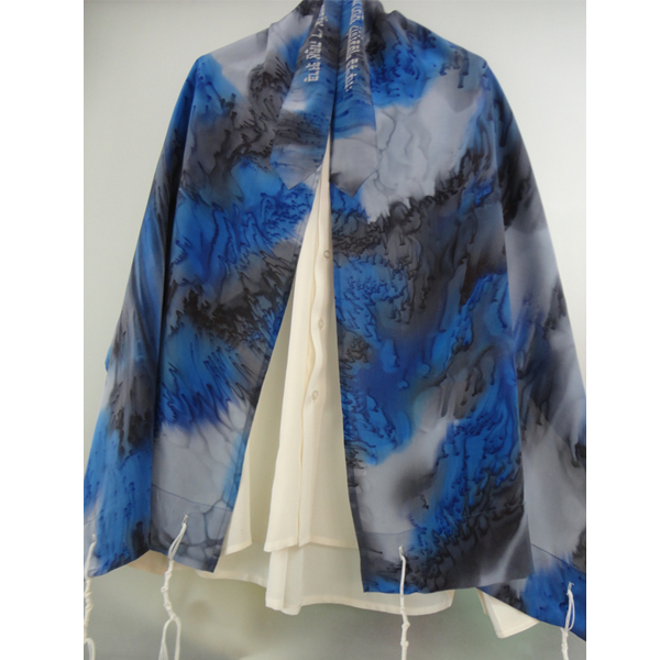 Blue and Black Silk Tallit for women