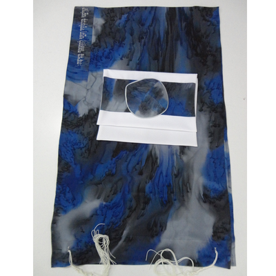 Blue and Black Silk Tallit for women