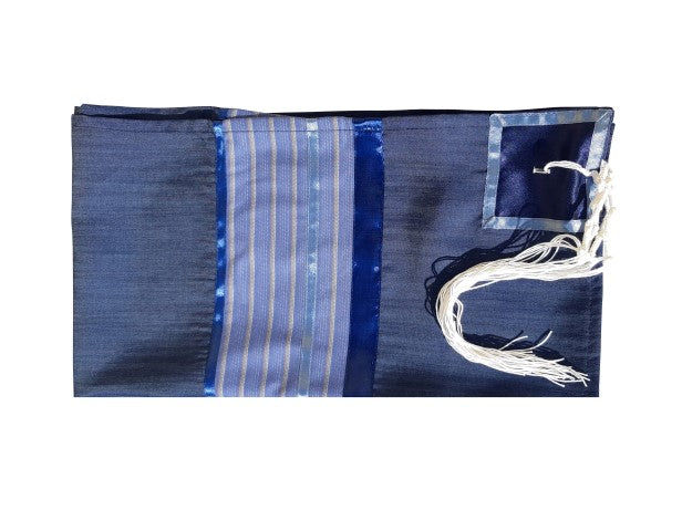 Youthful Easy Going Blue Tallit, Bar Mitzvah Tallit flat