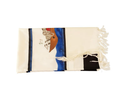 Noah's Ark Hand Painted Bar Mitzvah Tallit,  Modern Tallit for Boy flat1