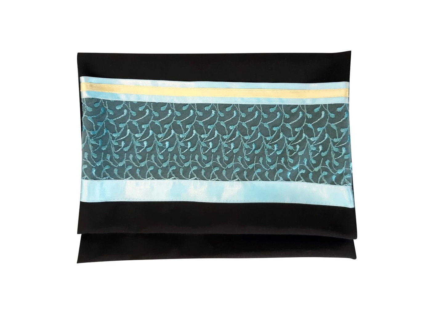 Vibrant Turquoise Leaves Black Tallit for Women, Bat Mitzvah Tallit bag